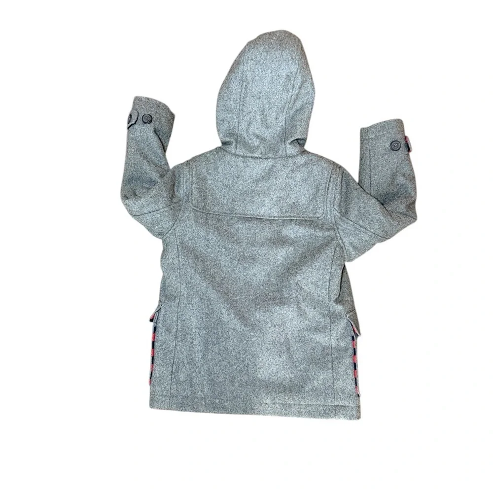 Boden Kids Gray Hooded Toggle Button and Zip Wool Lined Pea Coat. 4/5
